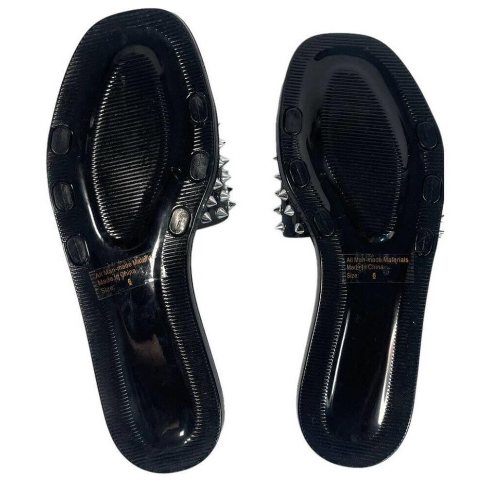 Wild Diva Womens Open Toe Jelly Sandal Jacelyn-03 Black With Spikes US Size 6 - Picture 7 of 7